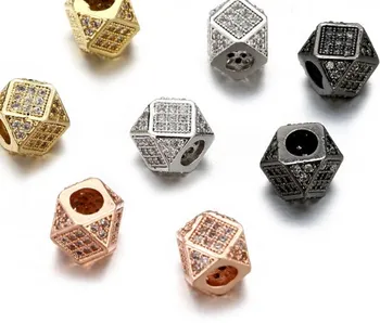 0,7*0,7 см Cube spacer micro pave cz crystal кубичен циркон цирконий мъниста в метална гривна DIY производство на сребърни позлатени yh424