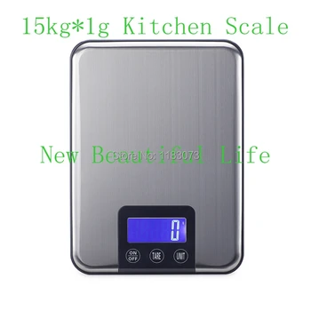 15 кг, 1 г Цифров Кухненски Везни 15 кг Голяма Хранителна Диета Теглото на Фини Електронни Везни От Неръждаема Стомана Сензорен Бутон С Осъществяване