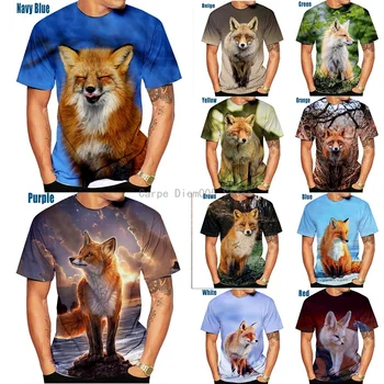 2022 Нова мода на Животните 3D Принт За Жените/За Мъже Забавни сладък животни лисица ежедневни риза с къс ръкав Тениски XS ~ 5XL