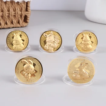 2023 Китайски Заек Колекционерски Монети Щастливи Дванадесет Зодиакальных Златни Монети Реколта Събиране На Подаръци Декоративен Коледен Подарък
