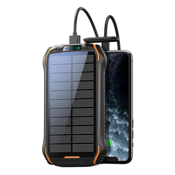 26800 ма Слънчев Power Bank Qi Безжично Зарядно Устройство за Бързо Зареждане на Повербанк за iPhone 13 12 Samsung S21 с Кемпинговым Светлина Powerbank