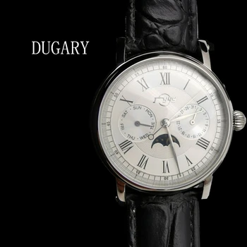 DUGARY автоматични механични часовника 37 мм водоустойчив син сапфир календар от неръждаема стомана класическа марка Гуанджоу Ръчни Часовници За Мъже
