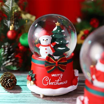 led Кристална Топка на Дядо Коледа е Коледен Подарък За Нова Година, Декорация на Дома, Музикална Ковчег, Снежен човек, Украсата на Дома на Прозорци, Орнаменти,