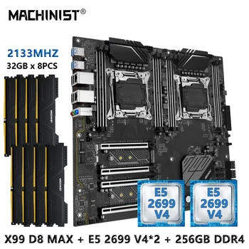 MACHINIST X99 Двухпроцессорная дънна платка Комплект LGA 2011-3 Xeon E5 2699 V4 процесор x 2 бр. и DDR4 256 GB 2133 Mhz Оперативна памет X99 D8 МАКС