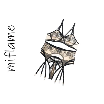 Miflame-Модерен комплект сексуално бельо с дантела и бродирани бродерия на кръстат бод
