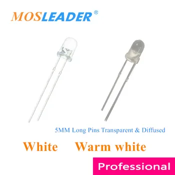 Mosleader 1000шт 5 ММ led Бял Топъл бял Прозрачен и Множествена Мъгливо F5 Дълги шипове китайски светлина