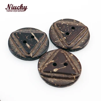 Niucky 23 мм Кръгла Вътрешна Изпъкнали Триъгълни Кокосови Копчета за Шиене Сам Home Занаятите Декоративни аксесоари C0101-007