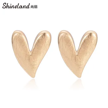 Shineland 2021 Сладки Нередовни Прости Метални Обеци-Карамфил Под Формата На Сърце За Жени, Ефектни Реколта Нови Модни Бижута На Едро, Бижута