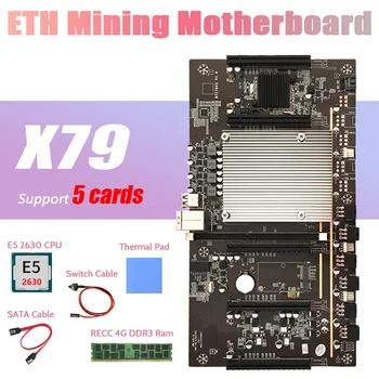 X79 БТК дънна Платка за майнинга H61 + E5 2620 cpu + RECC 4G DDR3 Оперативна памет + Кабел ключ + Кабел SATA + Термопаста Подкрепа 3060 3080 GPU