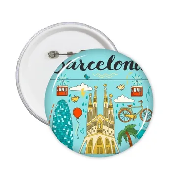 Барселона Испански Катедралата Саграда Фамилия Кръгли Щифтове Икона Бутон за Украса на Дрехи Подарък 5шт