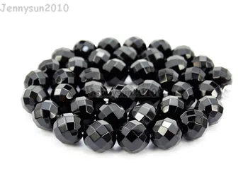 Естествен Черен Оникс Скъпоценни Камъни 10 mm Фасетиран през Цялата Разделител Свободни Мъниста 15 