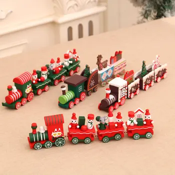 Коледна Украса Коледен Дървен Влак Декориране На Прозореца Украса На Коледни Подаръци