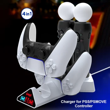 Контролер зарядно устройство ще захранване на Док Станция Скоба Храна 4 в 1 Зарядно Устройство, Зарядно устройство за PlayStation 5 PS5 Контролер PS Move Контролера за Движение