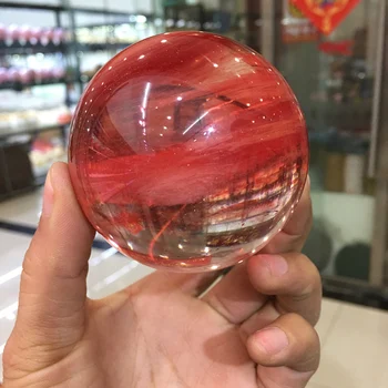 Масивна 60-70 мм, червен сплавленный каменна топка обхват на рейки е лечебна енергия crystal скъпоценен камък топка за дома и сватбен декор