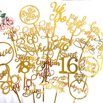 Нов Продукт Златен Акрил Торта Поставете Картичка За Св. Валентин Годишнина От Сватбата Сладкиши И Украса На Тортата