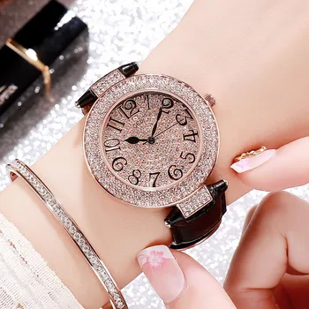 Нов пълен колан с диаманти GEDI, дамски часовници с модерен темперамент, инкрустирани с диаманти, дамски часовници на известни личности