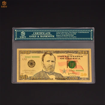 Новата валута на САЩ Хартиени Изделия 50 доларови Пари, Злато 999 Златна Фолио, Хартиени Банкноти бизнес Подаръци И Колекции