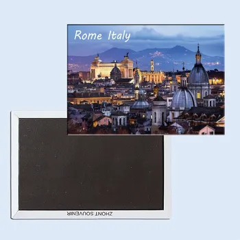 Нощен изглед към град Рим, Италия 24371 Магнит за Хладилник