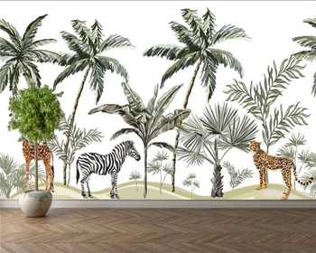 Потребителски тапети ръчно рисувани тропическата дъждовна гора растение, животно фон стенопис декорация на дома, стенописи, 3d тапети