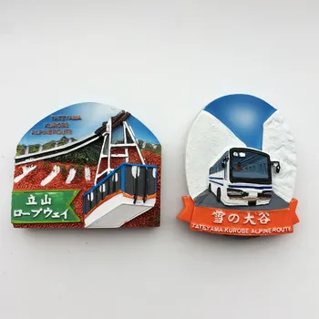 Префектура Тояма, префектура Тояма, Япония и Сноу Otani Туристически Запомнящ се подарък за Триизмерна Магнитен стикер с ръчно рисувани