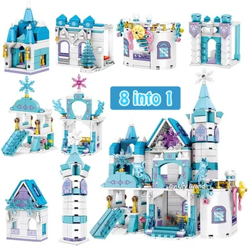 Приятели Принцеса Замък Къща Комплекти за моделиране играчки градивните елементи на Градска Ледената Площадка Тухли САМ Играчки Детски Коледни Подаръци