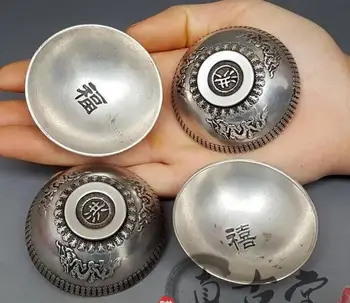 Рядка стара сребърна чаша на династията Мин, 4 бр/опаковане., Безплатна доставка