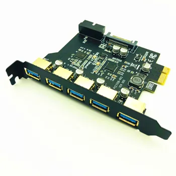 Суперскоростной PCI-E до USB 3.0 19-Пинов 5-портов Адаптер за разширителни Карти PCI Express SATA 15Pin Конектор с cd-диск с драйвери за настолни КОМПЮТРИ