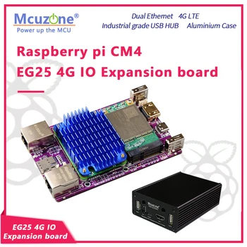 Такса за разширяване на Raspberry pi CM4_EG25 4G IO с двоен Ethernet /4G LTE /USB-хъб индустриален клас / Алуминиев корпус