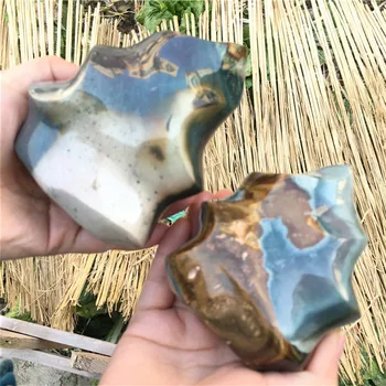Факел от естествена океана яспис с пламък за декорация на дома, голям размер, издълбани факел от морската яспис от мадагаскарских камъни и минерали