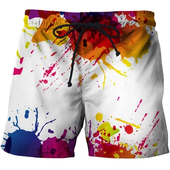 Художествени графити Мъжки плажни шорти с 3D принтом графични къси панталони мъжки къси панталони Летни бързо съхнещи шорти за сърф Ежедневни спортни шорти S-6XL