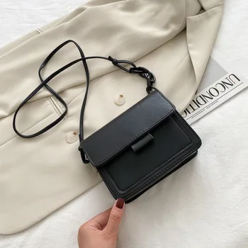 Чанта-месинджър от изкуствена кожа с капак, дамска лятна чанта, модерен универсална женска чанта през рамо, лека чанта на рамото