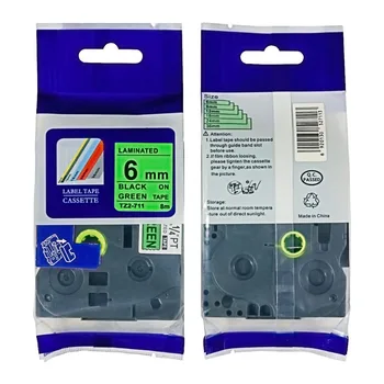 черен на зелен етикет лентата tze-711 от ТЗ-711 от Тз 711 Tze-711 е Съвместима с вашия принтер за етикети p-touch