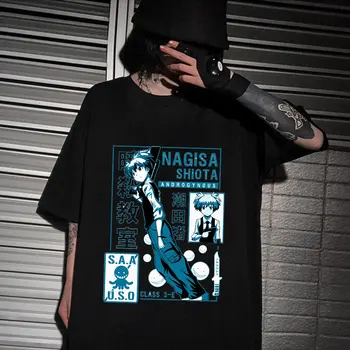 Шиота Нагиса Забавни Мъжки Ежедневни Тениски С Къс Ръкав Японски Аниме Убийството Клас Карма Акабане Тениска Харадзюку